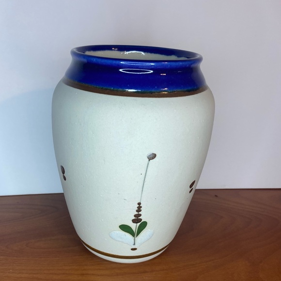 Mexican Tonala Pottery Vase 6” Black Swan Bird Mexico Folk Art Blue Green Brown - Picture 2 of 7